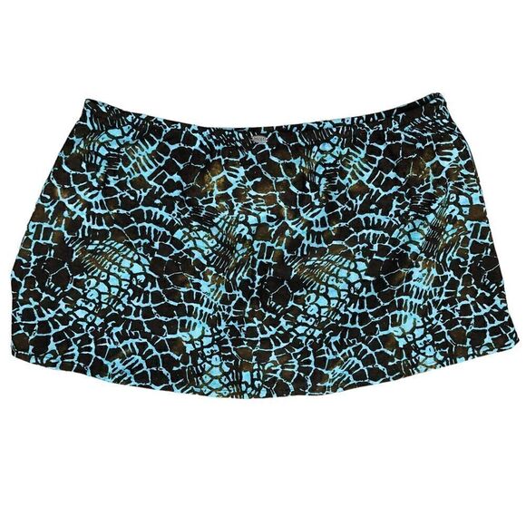 Sunsets Women's Blue and Black Swim Skirt - Picture 1 of 12